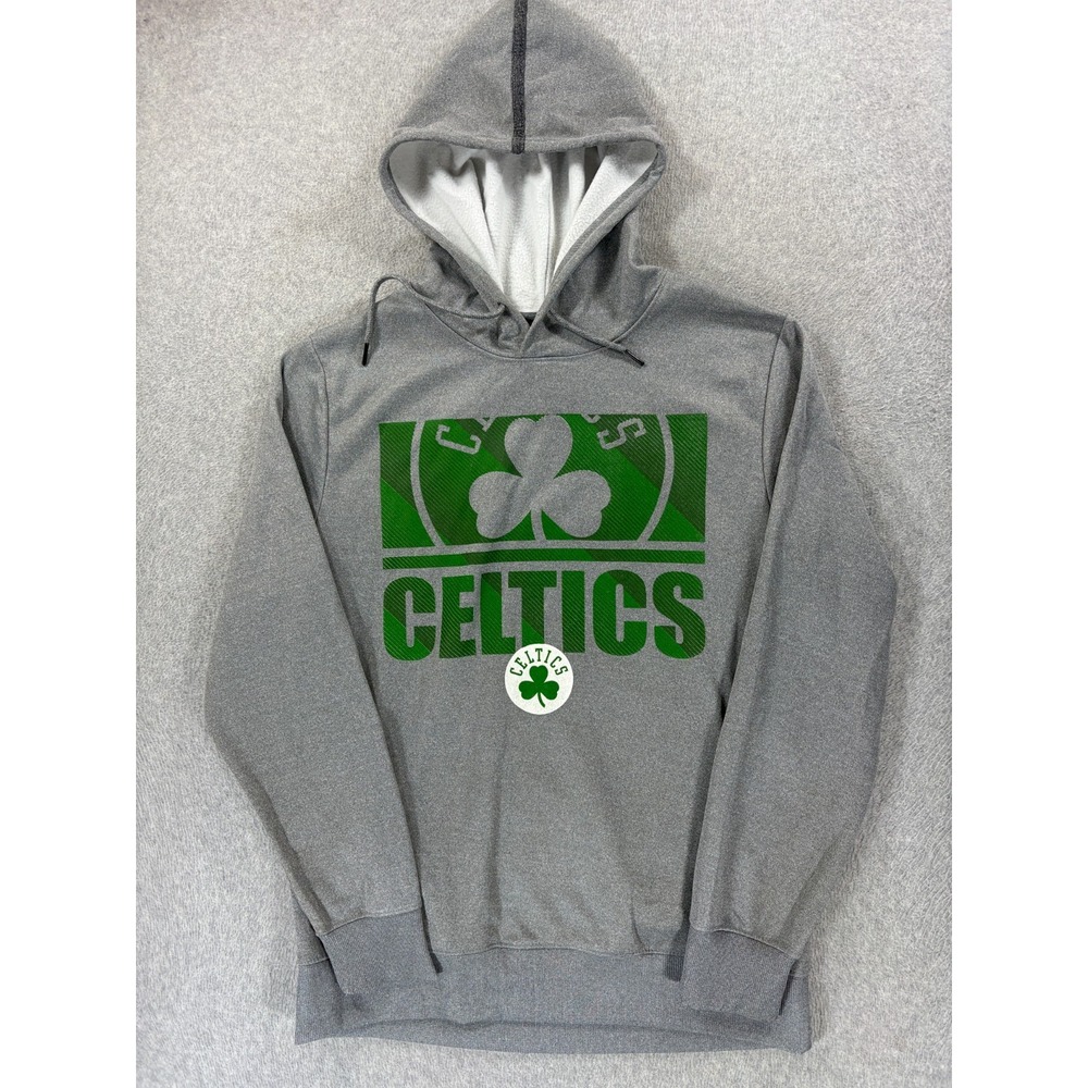 Boston Celtics NBA Screened Logo Stadium‎ Hoodie Sweatshirt (Men's Medium) Gray